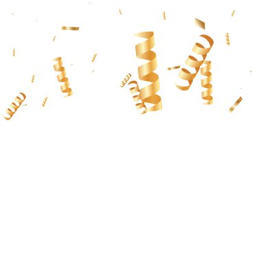  Altın konfetileri, kurdeleler. Parıldıyor. Bokeh geçmişi. Soyut altın yıldönümü davetiye şablonu. Düğün konsepti kartı. Uçan soyut parçacıklar. Patlama kutlama kartı.