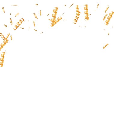  Altın konfetileri, kurdeleler. Parıldıyor. Bokeh geçmişi. Soyut altın yıldönümü davetiye şablonu. Düğün konsepti kartı. Uçan soyut parçacıklar. Patlama kutlama kartı.