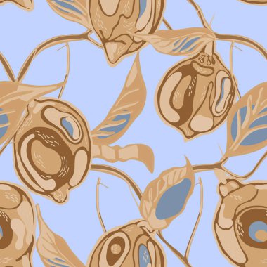 Limonsuz desen. Gök mavisi ve altın İşaretli Kireç. Botanik Çizimi. Psikedelik Citron Motifi. Vector Summer Citrus Yazdırma. Modern El Çizimi Arkaplanı.