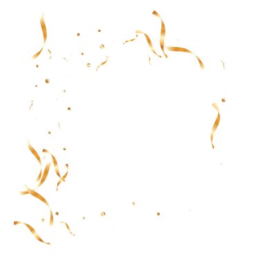  Altın konfetileri, kurdeleler. Parıldıyor. Bokeh geçmişi. Soyut altın yıldönümü davetiye şablonu. Düğün konsepti kartı. Uçan soyut parçacıklar. Patlama kutlama kartı.