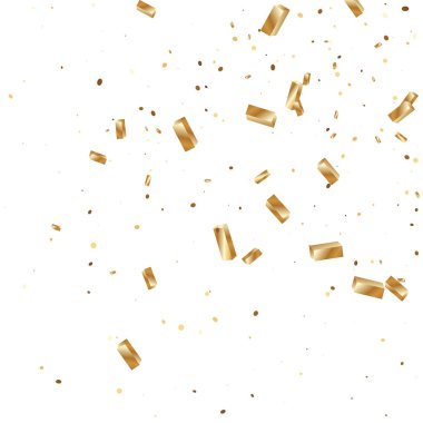  Altın konfetileri, kurdeleler. Parıldıyor. Bokeh geçmişi. Soyut altın yıldönümü davetiye şablonu. Düğün konsepti kartı. Uçan soyut parçacıklar. Patlama kutlama kartı.