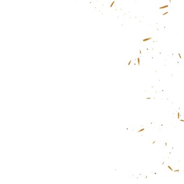  Altın konfetileri, kurdeleler. Parıldıyor. Bokeh geçmişi. Soyut altın yıldönümü davetiye şablonu. Düğün konsepti kartı. Uçan soyut parçacıklar. Patlama kutlama kartı.