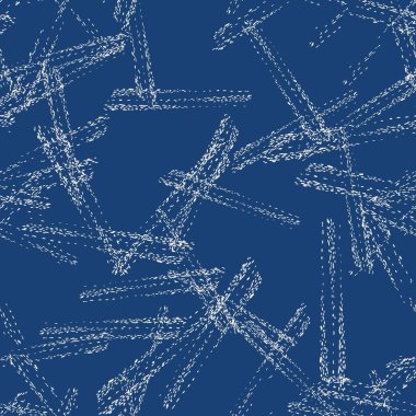 Vektör kusursuz şablon. Dönüşüm düzeni. Ink grunge ızgarası. Elle çizilmiş kusursuz kontrol kalıbı. Etnik ekoseli grafiksel arka plan. Kusursuz şablon geçmişi. Donanma Mavi ve Beyaz