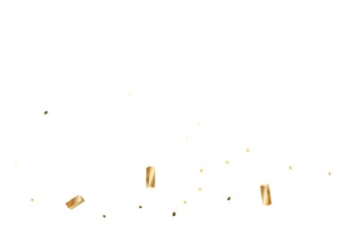  Altın konfetileri, kurdeleler. Parıldıyor. Bokeh geçmişi. Soyut altın yıldönümü davetiye şablonu. Düğün konsepti kartı. Uçan soyut parçacıklar. Patlama kutlama kartı.