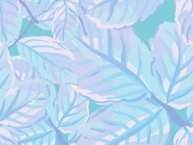 Boyalı İngiliz Yaprak Örnekleri Koleksiyonu. Yaz Tekstil Tasarımı. Tekrarlanan Bahar Şakayığı Duvar Kağıdı. Aqua Menthe ve Yeşil Romantik Botanik Vektör Geçmişi. Gül Yapraksız Kalıp.