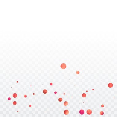 Kırmızı konfeti arka planı. Düşen gül ışıltısı. Davetiye, düğün, doğum günü, Noel kartı için grafiksel tasarım. Mutlu sürpriz fon. Soyut parçacıklar patlar. Vektör şablonu. 