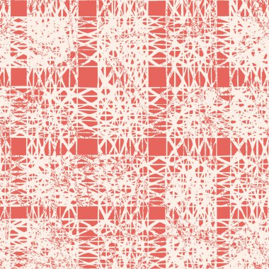Gül Pembesi ve Beyaz Vektör kusursuz şablon. Dönüşüm düzeni. Ink grunge ızgarası. Elle çizilmiş kusursuz kontrol kalıbı. Etnik ekoseli grafiksel arka plan. Kusursuz şablon arkaplanı.