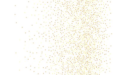 Geometrik Yıldönümü Arkaplanı. Vector Round Bokeh. Rastgele Gelin Arkaplanı. Folyo Sınırı. Soyut Iridescent doğum günü kartı. Beyaz Arkaplanda Altın Konfeti. İzole edilmiş Altın Toz Parçacıkları.
