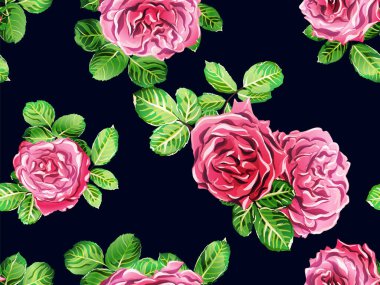 Sürekli Çiçek Atama. Şakayık Yapraklar ve Buds 'ın Uykucu Giysileri. Gül pürüzsüz desen. Kızsal Hawaii Şakayık Arkaplanı. Yeşil ve Kırmızı Botanik Gül Mayo İzi.