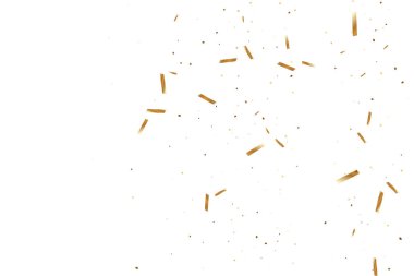  Altın konfetileri, kurdeleler. Parıldıyor. Bokeh geçmişi. Soyut altın yıldönümü davetiye şablonu. Düğün konsepti kartı. Uçan soyut parçacıklar. Patlama kutlama kartı.