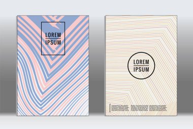Minimum pankart. Vektör geometrik kaplama. Hippi modası rapor şablonu. Fütürist çizgi gradyan grafik tasarım broşürleri. Moda düzeni asgari düzeyde. Çizgili pankartlar. Retro pankart dizayn seti.