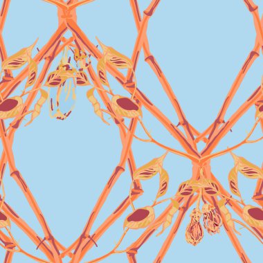 Limonsuz desen. Botanik Çizimi. Psikedelik Citron Motifi. Gök mavisi ve altın rengi modern el çizimi arka plan. Basit İşaretli Kireç. Vektör Summer Citrus Yazdırma.