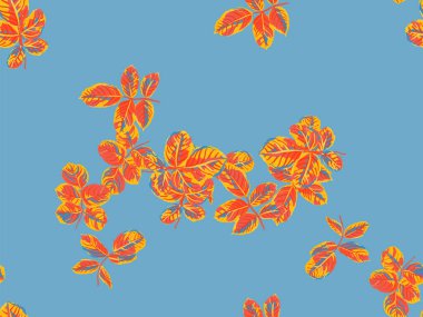 Boyalı İngiliz Yaprak Örnekleri Koleksiyonu. Romantik Botanik Vektör Geçmişi. Safran sarısı ve kırmızı tekrarlanan bahar şakayık duvar kağıdı. Rose Leaves Leamless Destern 'de. Yaz Tekstil Tasarımı.