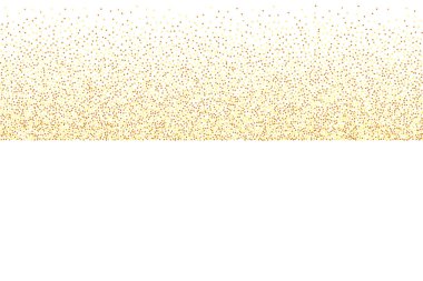 Metalik desenli doğum günü kartı. Altın konfeti. İzole edilmiş altın toz parçacıkları. Vector round bokeh. Soyut yanardöner arka plan. Geometrik yıldönümü çizimi. Kaotik düğün arkaplanı.