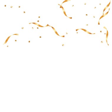  Altın konfetileri, kurdeleler. Parıldıyor. Bokeh geçmişi. Soyut altın yıldönümü davetiye şablonu. Düğün konsepti kartı. Uçan soyut parçacıklar. Patlama kutlama kartı.