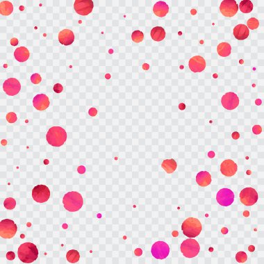 Kırmızı konfeti arka planı. Düşen gül ışıltısı. Davetiye, düğün, doğum günü, Noel kartı için grafiksel tasarım. Mutlu sürpriz fon. Soyut parçacıklar patlar. Vektör şablonu. 