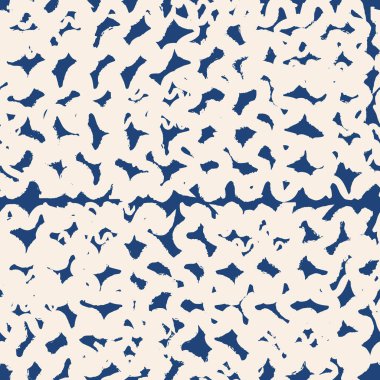 Çivit mavisi, dikişsiz boya izi. Doku dalgalarını yazdır. Geometrik dikişsiz vektör çizgileri. Çizgili suluboya desenli batik. Suluboya deseni. Organik Japon doğal fayansları. Mavi ve beyaz iz.