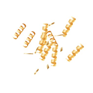  Altın konfetileri, kurdeleler. Parıldıyor. Bokeh geçmişi. Soyut altın yıldönümü davetiye şablonu. Düğün konsepti kartı. Uçan soyut parçacıklar. Patlama kutlama kartı.