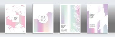 Holografik kapak seti. Hafif arka planda en az el ilanı. Sıvı tasarım. Broşür folyo tasarımı. Sanal arkaplan. Şık vektör kapağı tasarımı. Soyut gradyan bağ dokusu.