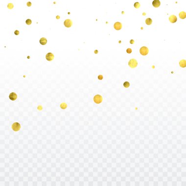 Altın konfeti kutlaması. Doğum günü partisi davetiyesi geçmişi. Vektör bayram tebrik kartı arkaplanı. Düğün davetiyesi şablonu.