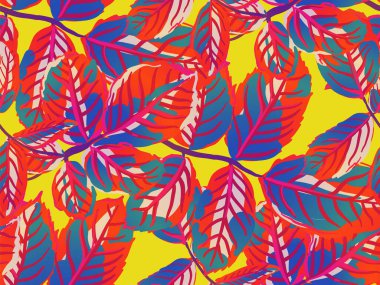 Romantik Botanik Vektör Geçmişi. Boyalı İngiliz Yaprak Örnekleri Koleksiyonu. Yaz Tekstil Tasarımı. Safran sarısı ve kırmızı tekrarlanan bahar şakayık duvar kağıdı. Gül Yapraksız Kalıp.