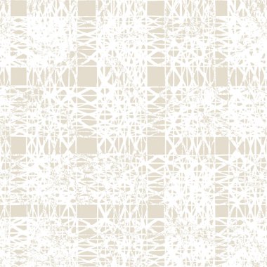Bej ve Beyaz Vektör kusursuz şablon. Dönüşüm düzeni. Ink grunge ızgarası. Elle çizilmiş kusursuz kontrol kalıbı. Etnik ekoseli grafiksel arka plan. Kusursuz şablon arkaplanı.