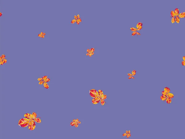 Saffraan Geel Rood Geschilderd Engels Rose Leaf Patterns Collection Herhaalde — Stockvector