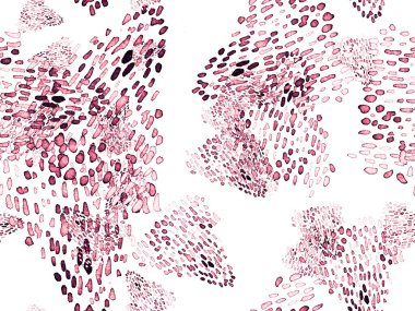 Kırmızı ve Pembe Hayvani Şablon. Suluboya el izi. Afrika egzotik kamuflajı. Geometrik suluboya arka plan. Vahşi hayvan kürkü dokusu. Suluboya El Boyalı Cilt Deseni.