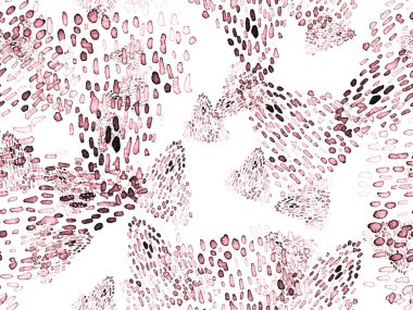 Kırmızı ve Pembe Hayvani Şablon. Suluboya el izi. Afrika egzotik kamuflajı. Geometrik suluboya arka plan. Vahşi hayvan kürkü dokusu. Suluboya El Boyalı Cilt Deseni.