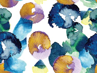 Biyo Jasmin Kusursuz Şablon. Yaz Vintage Arkaplanı. Klasik Mavi ve Lush Lav Kırmızı Suluboya Turuncu Çiçek ve Yapraklar. Çiçek Ayurveda deseni. Canlı Sakura ve Jasmine Yazdırma.