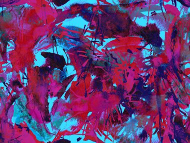 Sıvı, pürüzsüz desen. Kırmızı suluboya fırça darbesi grunge tasarımı. Suluboya boya boya tasarımı. Elle çizilmiş mürekkep lekeleri. Toprak sıçrama deseni. Sıvı damlayan fırça sonsuz iz. 