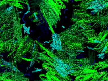 Modern Doodle Header. Yatay Şablon İçin Yeşil Arkaplanda Şirin Büyük Sanatsal Kusursuz Desen. Büyük Sanatsal Asgari Baskı. Pastel Doodle Başlığı.