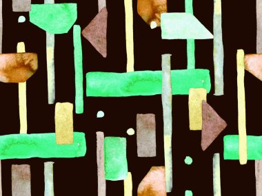 Bauhaus Kusursuz Düzen. Suluboya Geometrik Yeşil Teal Çizgileri Tasarımı. Sanat Organik Geo Arkaplanı. Büyük Modern Asgari Baskı. Moda Eğlencesi Soyut Boyası Suluboya Renk Çizgileri.