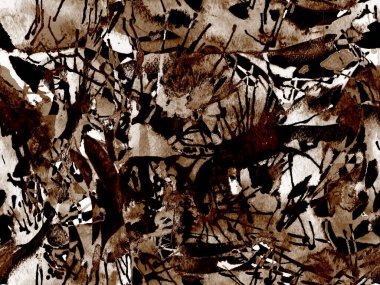 Püskürme izi yok. Siyah beyaz suluboya fırça darbesi grunge tasarımı. Suluboya soyut sıçrama boyası tasarımı. Elle çizilmiş mürekkep lekeleri. Toprak sıçrama deseni. Sıvı damlayan fırça sonsuz iz. 