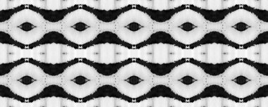 Eğlenceli Simetrik Sınır Uyumu. Geometrik Etnik Kusursuz Desensiz Ikat Yatay Doku. Siyah ve Beyaz Suluboya El Çizilmiş Batik. Psikedelik Halk Arkaplanı. Allover Etnik Mayo Tasarımı