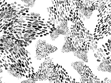 Siyah ve Beyaz Hayvani Kusursuz Şablon. Suluboya el izi. Afrika egzotik kamuflajı. Geometrik suluboya arka plan. Vahşi hayvan kürkü dokusu. Suluboya El Boyalı Cilt Deseni.