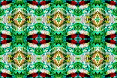 Boyalı fırça Aztek arka planı. Suluboya Etnik Tasarım. Kilim Rastgele Halı dokusu. Sembol geometrik mayo deseni. Yeşil, Kırmızı, Gri Pastel Eğlenceli Dikdörtgen İkat İlişkisi. Etnik Kusursuz Desen.
