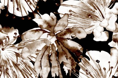 Tropikal Kusursuz Desen. Kahverengi ve bej palmiye yaprakları eğlenceli doku. Etnik Aloha İlişkisi. Egzotik Bikini Özgeçmişi. Suluboya Yatay Tropik Tasarım. Palm Geometric Mayo Kalıbı.