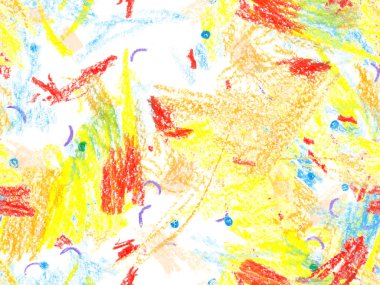 Modern Doodle Header. Yatay Şablon için Sarı Arkaplan Üzerine Şirin Büyük Sanatsal Kusursuz Desen. Büyük Modern Asgari Baskı. Pastel Doodle Başlığı.