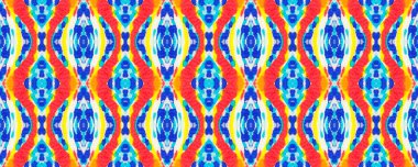 Etnik Kusursuz Doku. Kırmızı, Mavi ve Yeşil Aztek Geometrik Tekstil İlişkisi. Afrika deseni. Suluboya El Çizilmiş Batik. Psikedelik Meksika Geçmişi. Allover Eğlence Mayo Tasarımı. Afrika Döşemesi.