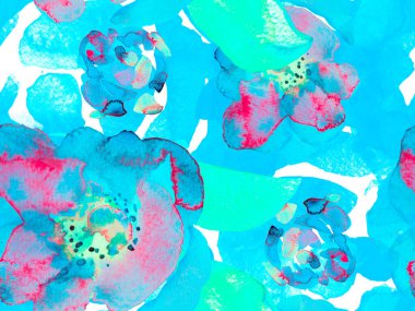 Suluboya Güller, Şakayık ve Yapraksız Kalıp. Yaz Çiçeği Arkaplanı. Botanik Çiçek İllüstrasyonu. Klasik Peonie Eco Rapport. Egzotik Mayo Tasarımı. Hawaii Kova Yazdırma.