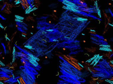 Etnik El Çekim Başlığı. Sevimli Büyük Moda Geometrik Mavinin Kusursuz Şablonu, Yatay Şablon için İndigo Arkaplanı. Büyük Sanatsal Asgari Baskı. Geometrik El Çizim Başlığı.