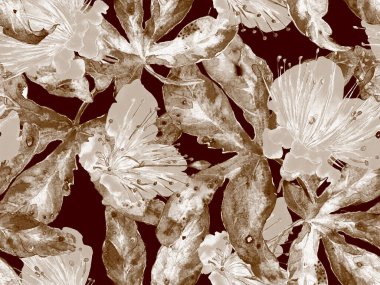 Cesur Çiçek Tasarımı. Kahverengi Arkaplanda Büyük Ormansız Parmak izi, Kara Arkaplan. Büyük Hawaii Yaz Sulu Maracuya Sonsuz Arkaplan. Sanatsal Kalın Çiçek Tasarımı.