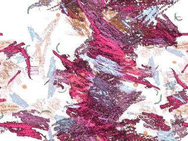 Modern Doodle Header. Kırmızı Üzerine Şirin Büyük Olağandışı Geometrik Desen, Yatay Şablon İçin Pembe Arkaplan. Büyük Çağdaş Küçük Yazdırma. Pastel Doodle Başlığı.