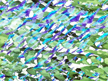 Suluboya Kamuflaj Tasarımı. Soyut Safari fayansı. Yeşil ve Aqua Menthe Afrika deseni. Çizgili, kusursuz desen. Zebra Deri İzi. Hayvan kamuflajı arka planı. Geometrik Hayvan Dokusu.