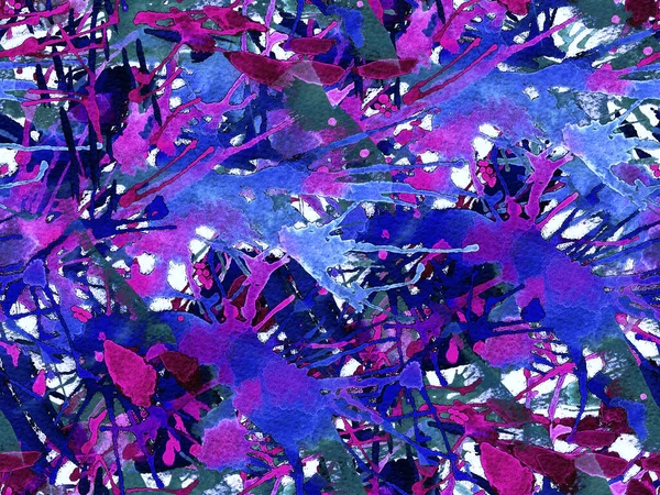 Liquid seamless pattern. Purple watercolor brush stroke grunge design. Watercolour abstract splash paint design. Gradient ink blots. Dirt splat pattern. Liquid drip brush endless print.