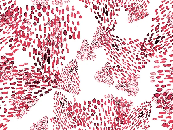 Red and Pink Animal Seamless Pattern. Watercolor hand drawn print.  African Exotic Camouflage. Geometric watercolour background. Wild Animal Fur Texture. Watercolour Hand Painted Skin Pattern.