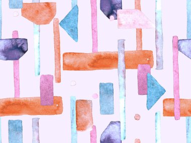Bauhaus Kusursuz Düzen. Suluboya Geometrik Kırmızı Pembe Çizgiler Tasarımı. Sanat Organik Geo Arkaplanı. Büyük Moda Asgari Baskı. Moda Eğlencesi Soyut Boyası Suluboya Renk Çizgileri.