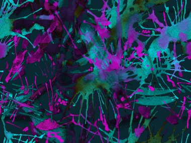 Tehlike izi yok. Mavi suluboya fırça darbesi grunge tasarımı. Suluboya kaotik sıçrama boya tasarımı. Kademeli mürekkep lekeleri. Çamur tabakası. Sıvı damlayan fırça sonsuz iz.