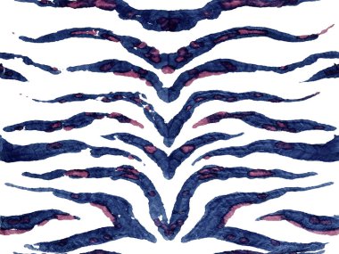 Zebra Deri İzi. Hayvan kamuflajı arka planı. Afrika deseni. Çizgili, kusursuz desen. Suluboya Kamuflaj Tasarımı. Soyut Safari fayansı. Klasik Mavi ve İndigo Geometrik Hayvan Dokuları.
